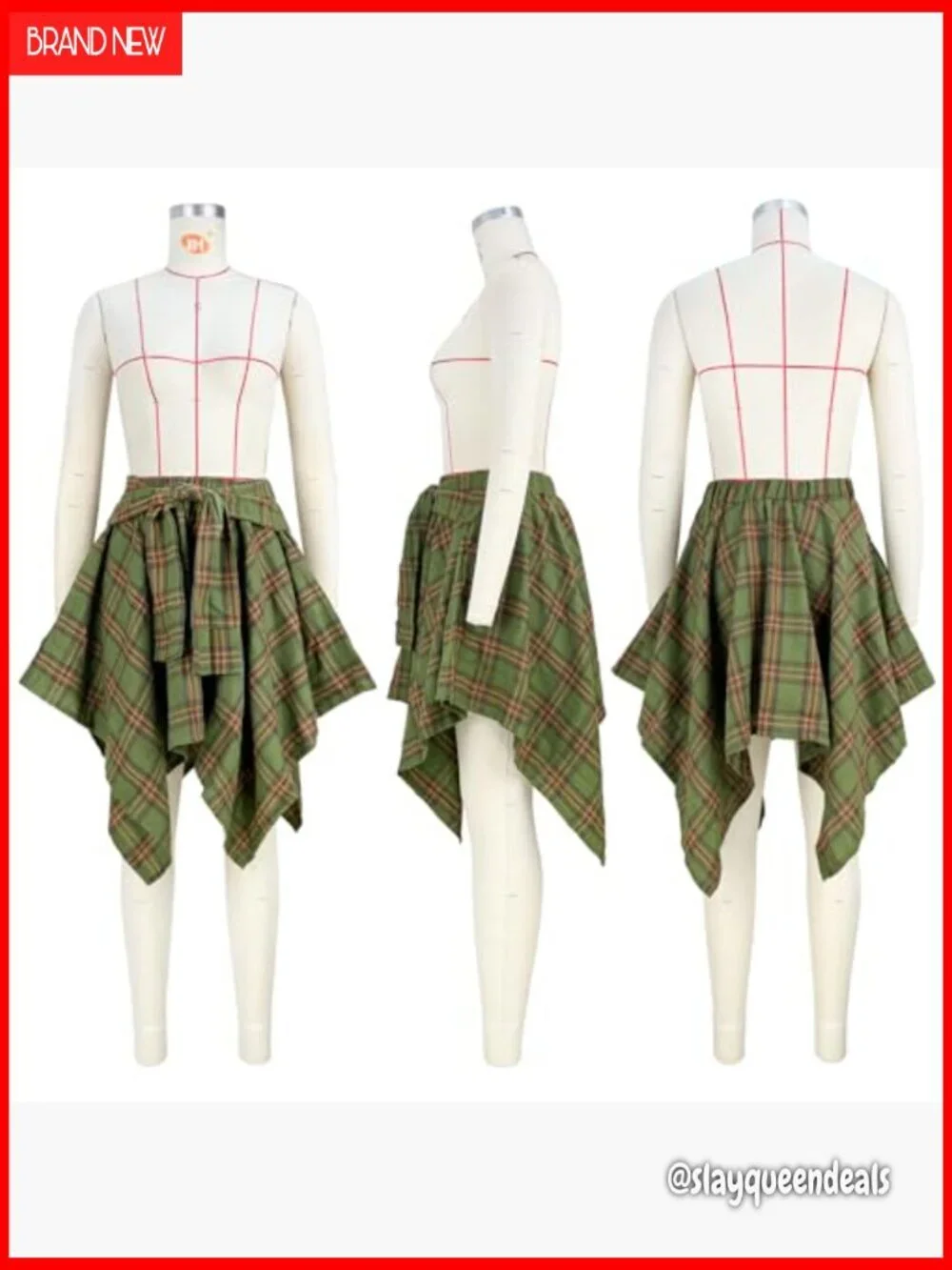 High Waisted Pleated Mini Skirt with Knot Front Asymmetrical Hem